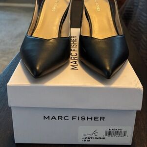 Marc Fisher Black Pointed Toe Slingback Flats